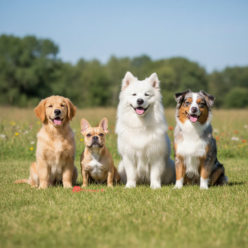 Four cute dogs together